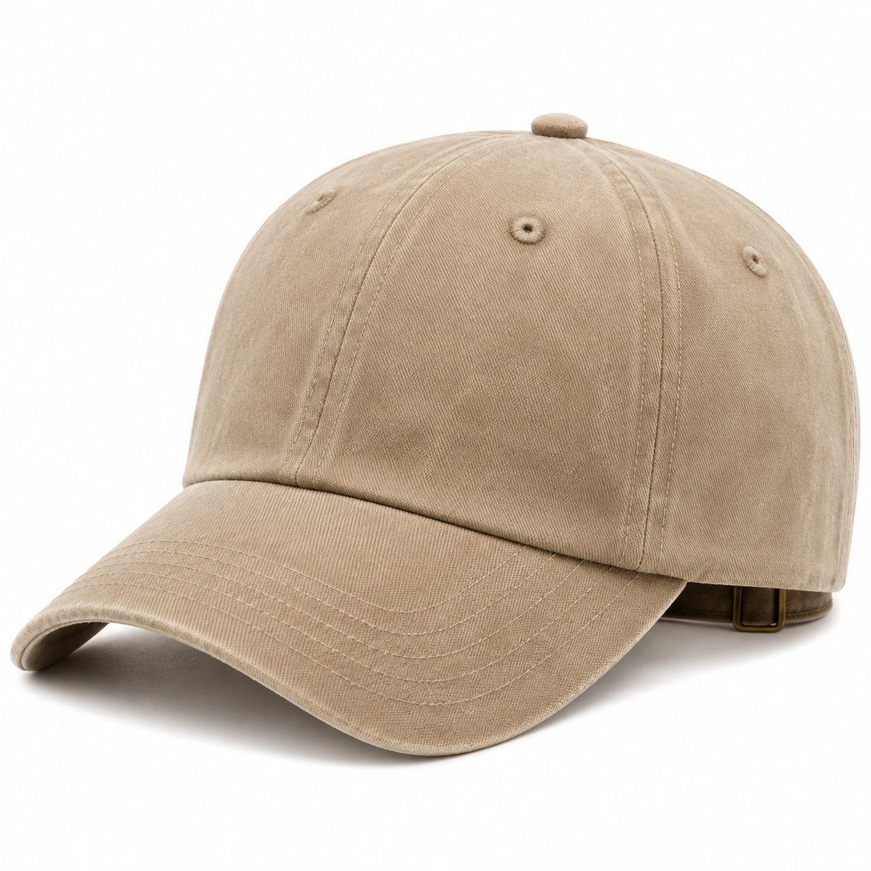 Cappellino da baseball beige in cotone taglia unica regolabile con visiera curva