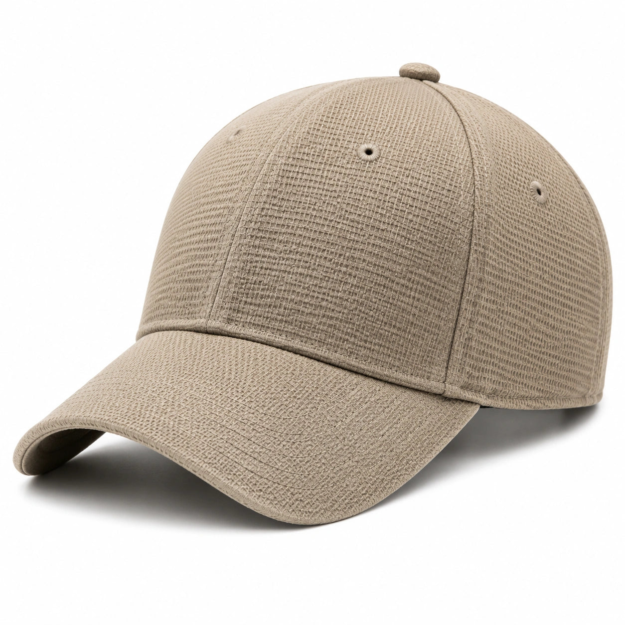 Cappellino da baseball taglia unica beige in tessuto testurizzato con visiera curva