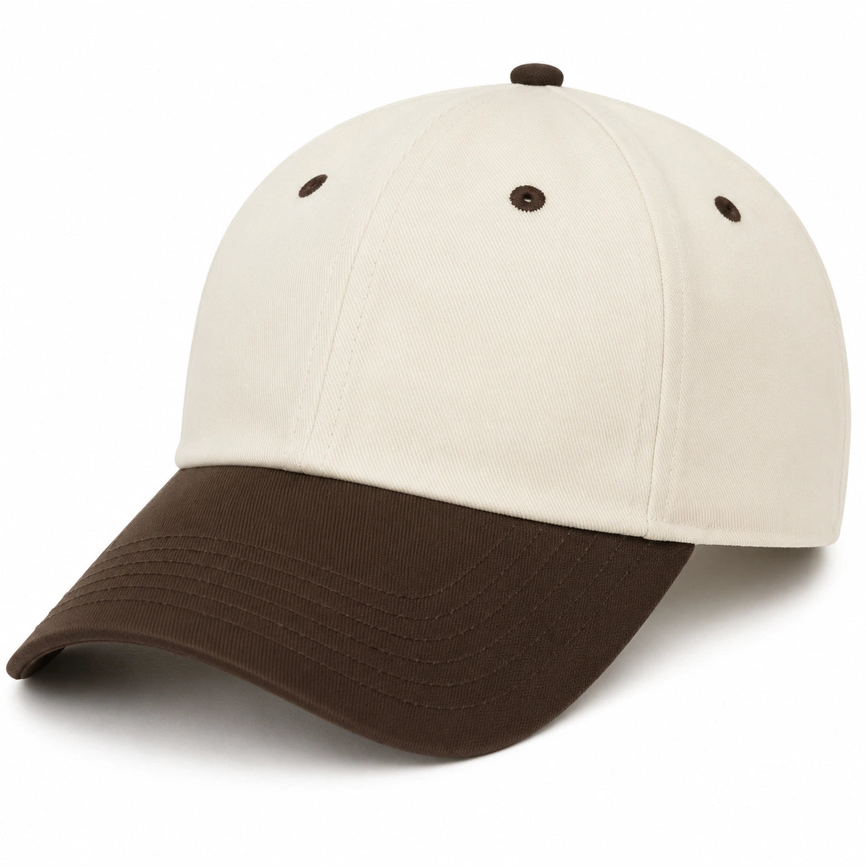 Cappellino da baseball taglia unica in cotone beige e marrone con visiera curva