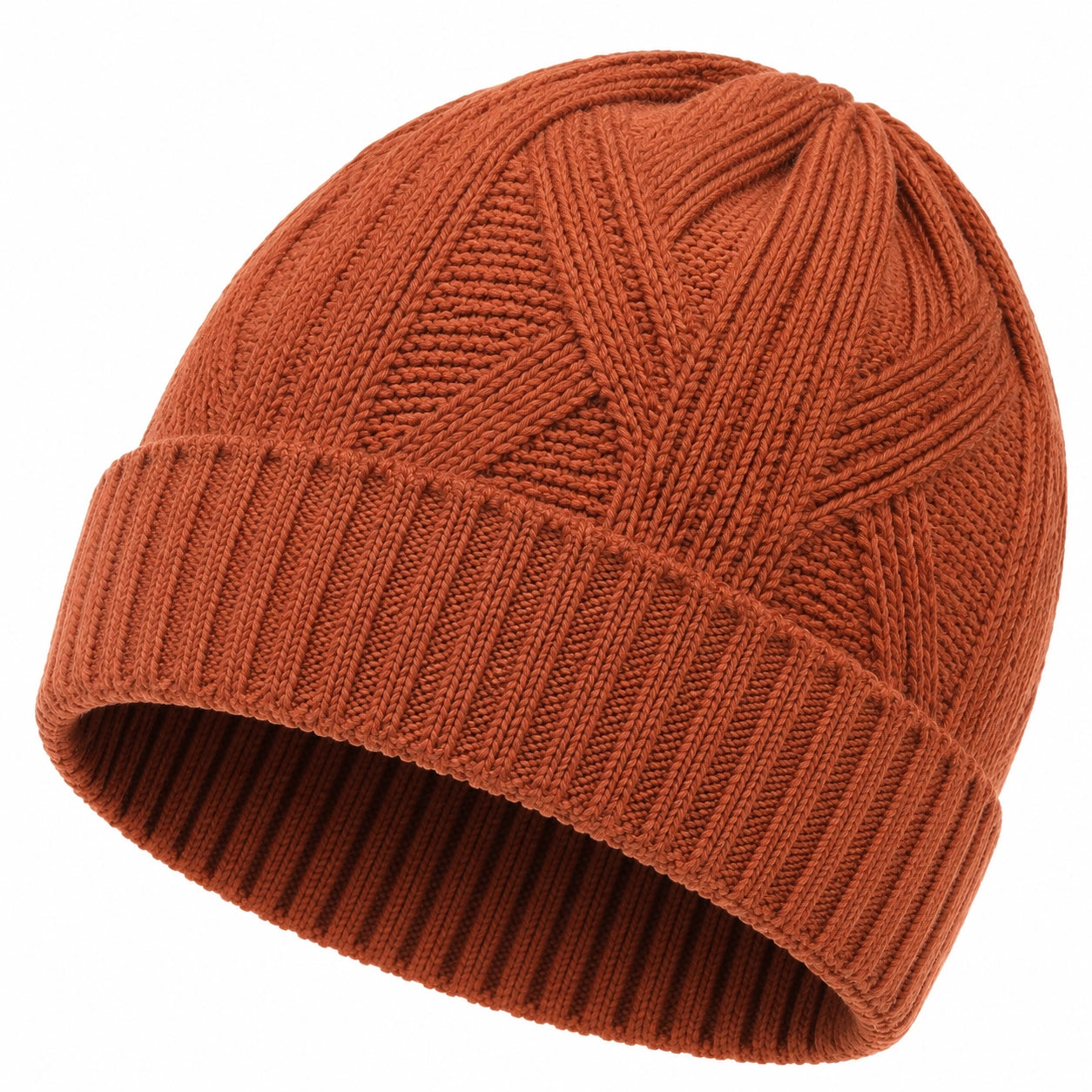 Berretto in maglia taglia unica terracotta a coste per uso quotidiano stile casual