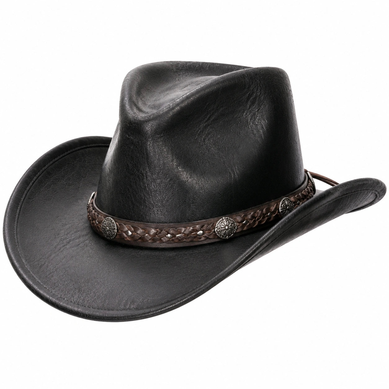 Cappello cowboy taglia unica in similpelle nero stile western