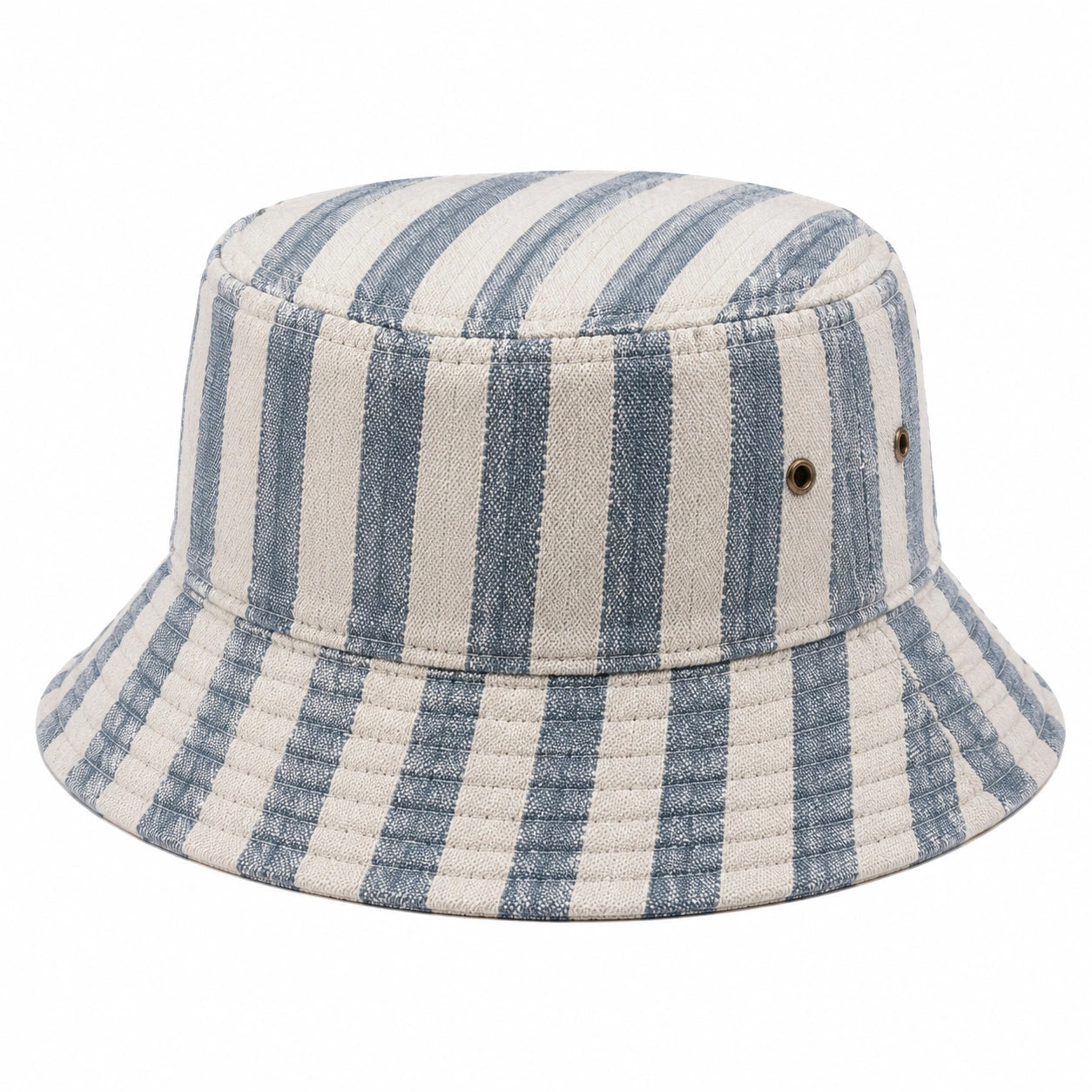 Cappello pescatore taglia unica in tessuto blu e beige a righe - stile casual