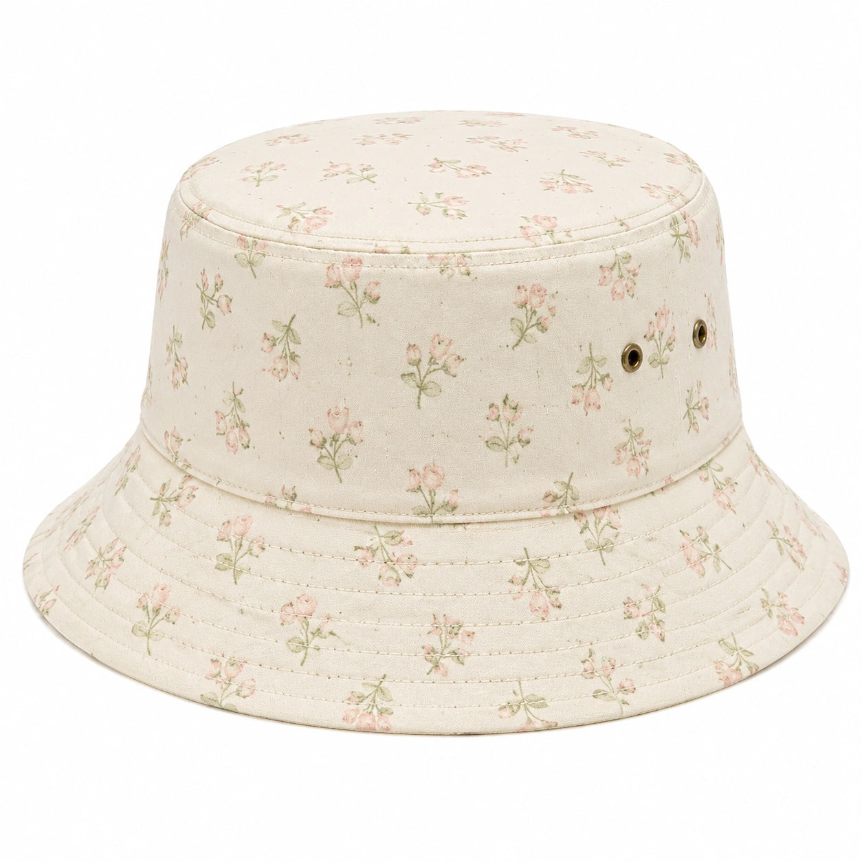 Cappello pescatore taglia unica in cotone beige con stampa floreale - stile casual