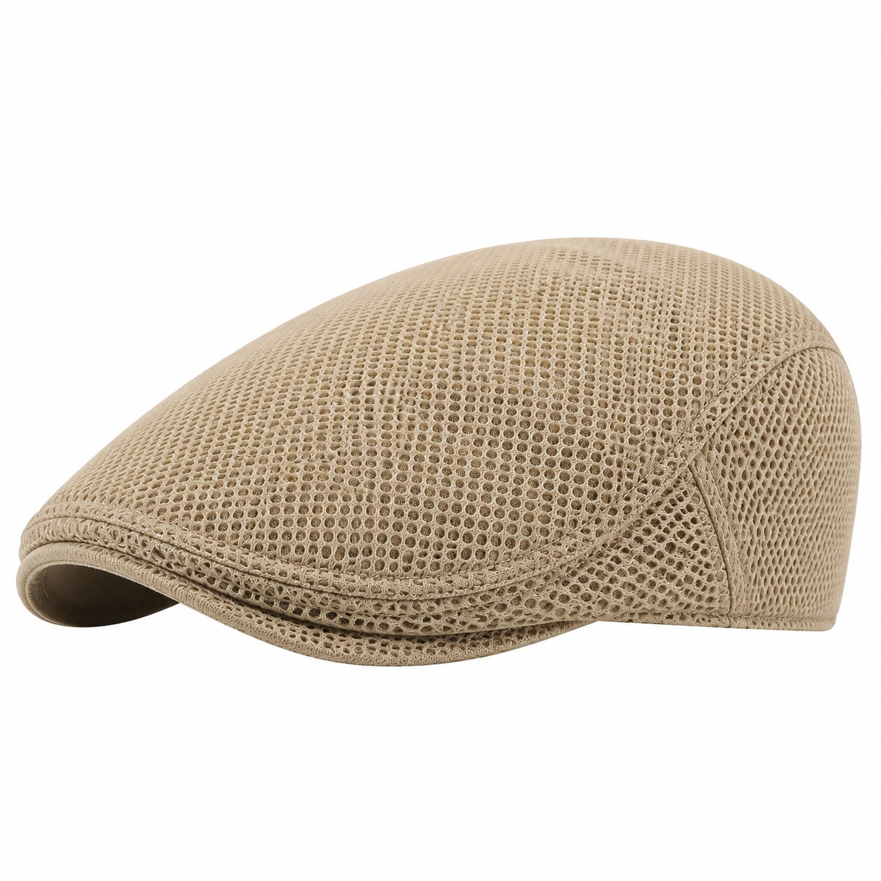 Berretto piatto taglia unica in tessuto a rete beige traspirante unisex