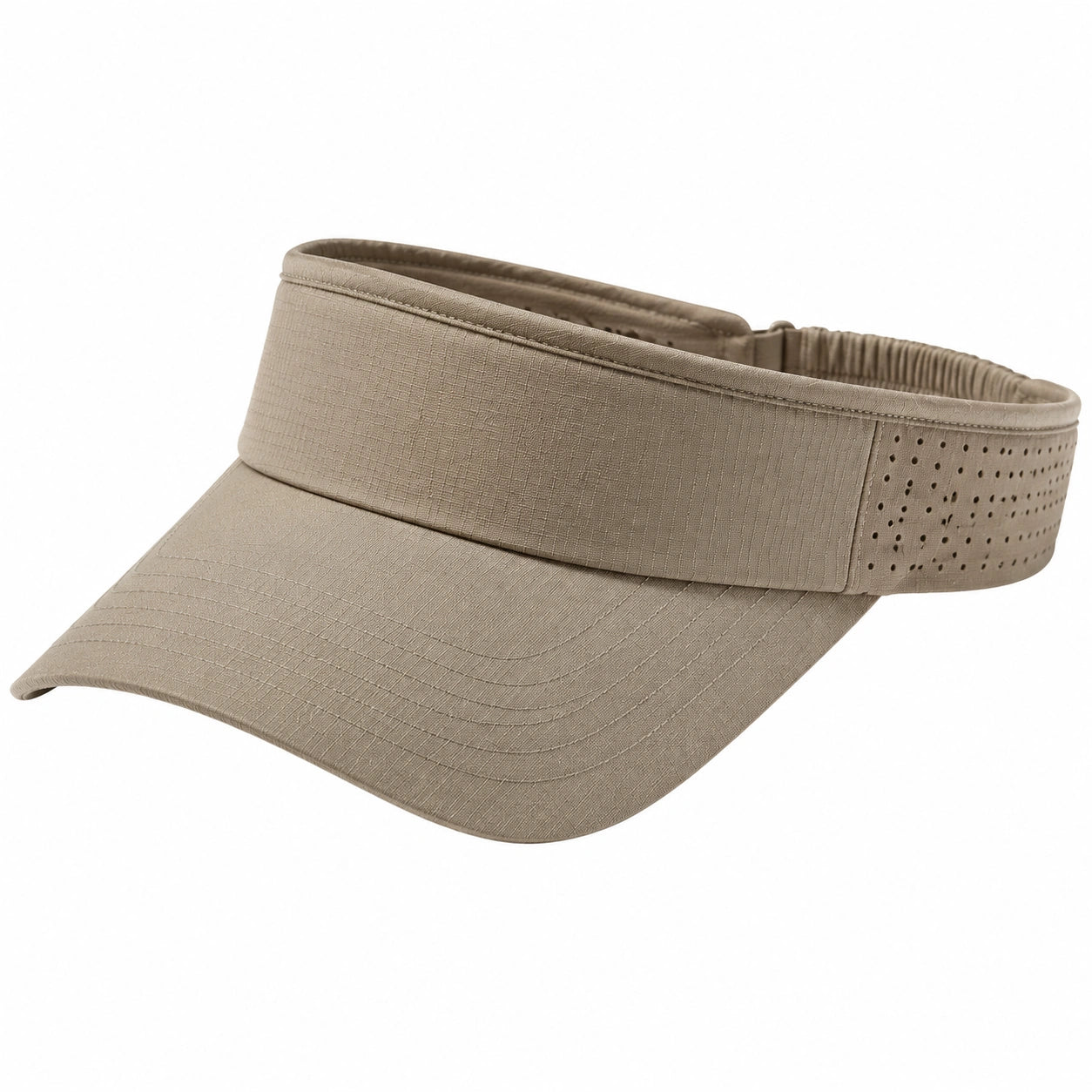 Visiera parasole taglia unica in tessuto beige con fascia elastica traforata per sport all'aperto